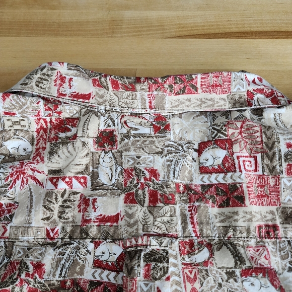 Columbia Shirt Mens Size 4X Short Sleeve Button Fish Palm Trees Red Hawaiian - Picture 10 of 16